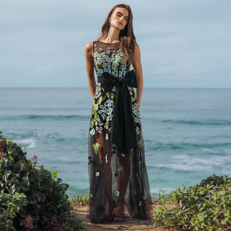 Floral Embroidered Corset Gown With Bow | Mac Duggal | Wolf & Badger