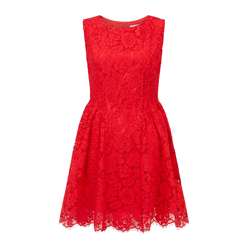 Floral Lace Mini Dress In Scarlet Red | SOUR FIGS | Wolf & Badger