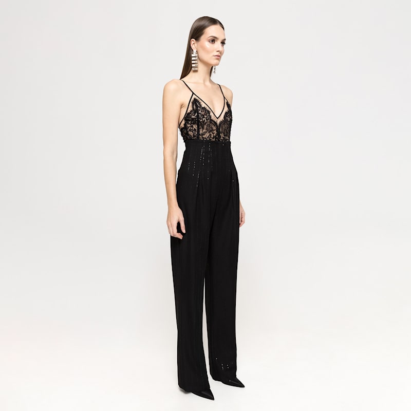 Thumbnail of Floral-Lace V-Neck Tulle Bodysuit image