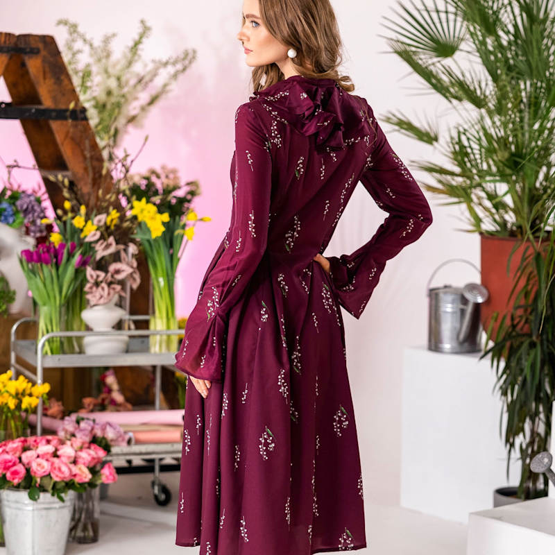 Thumbnail of Floral Midi Dress With Ruffles: Hearts Desire image