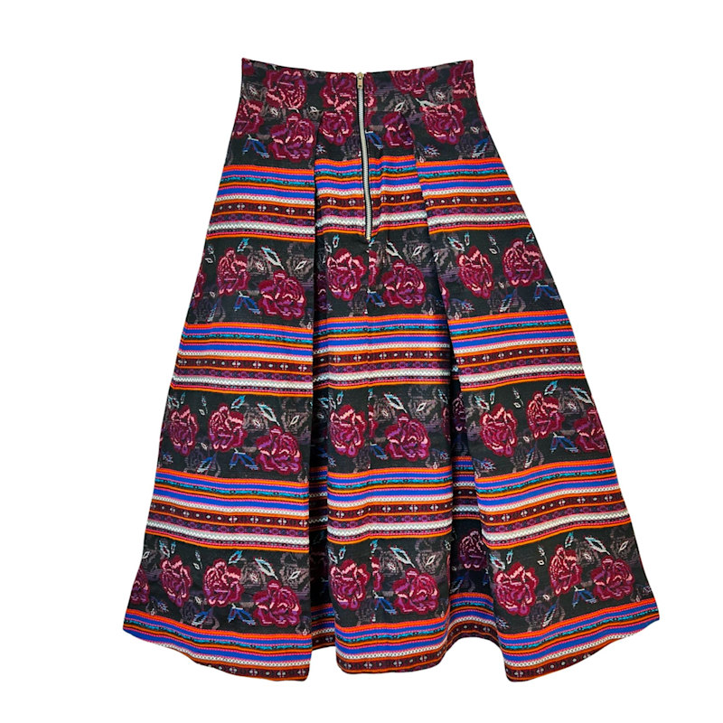 Thumbnail of Floral Midi Skirt In Cherry Red & Blue image