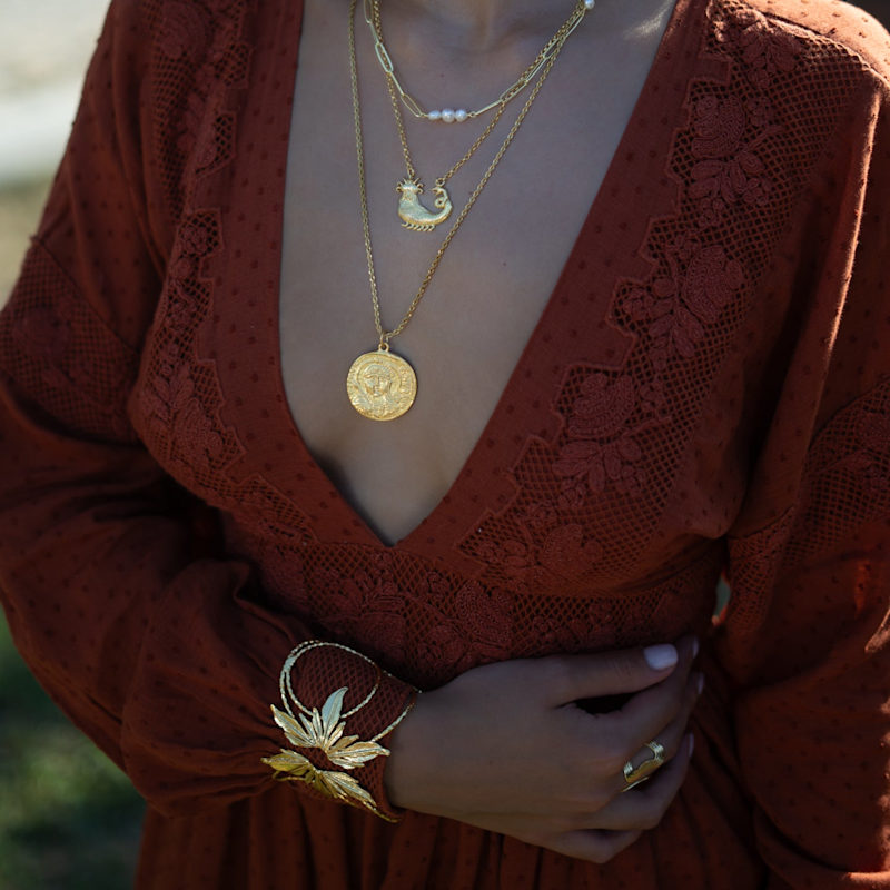 Thumbnail of Floral Spirit Gold Arm & Cuff Bracelet - Gold image