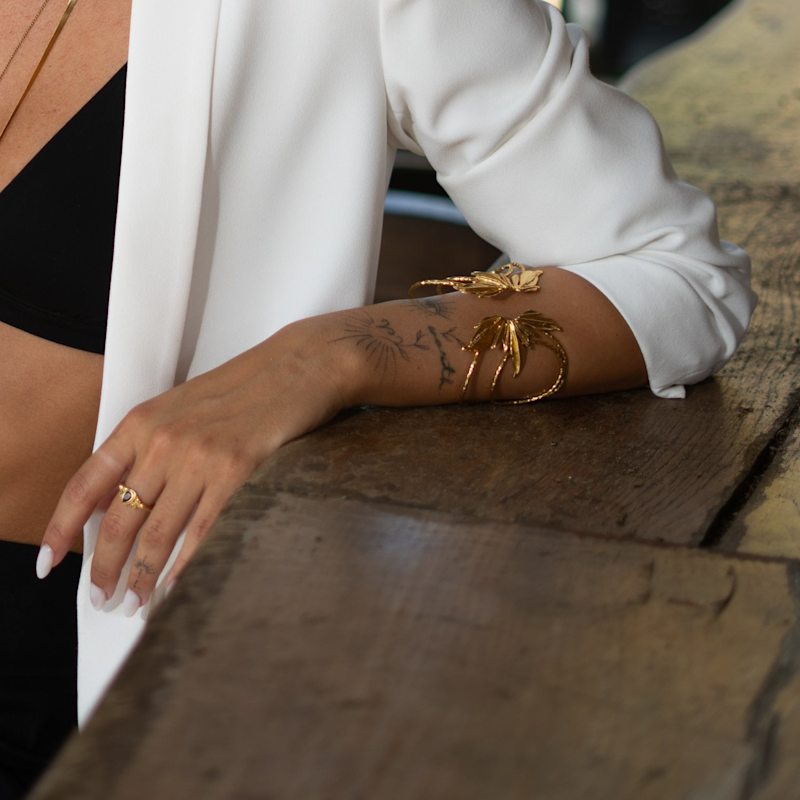 Thumbnail of Floral Spirit Gold Arm & Cuff Bracelet - Gold image