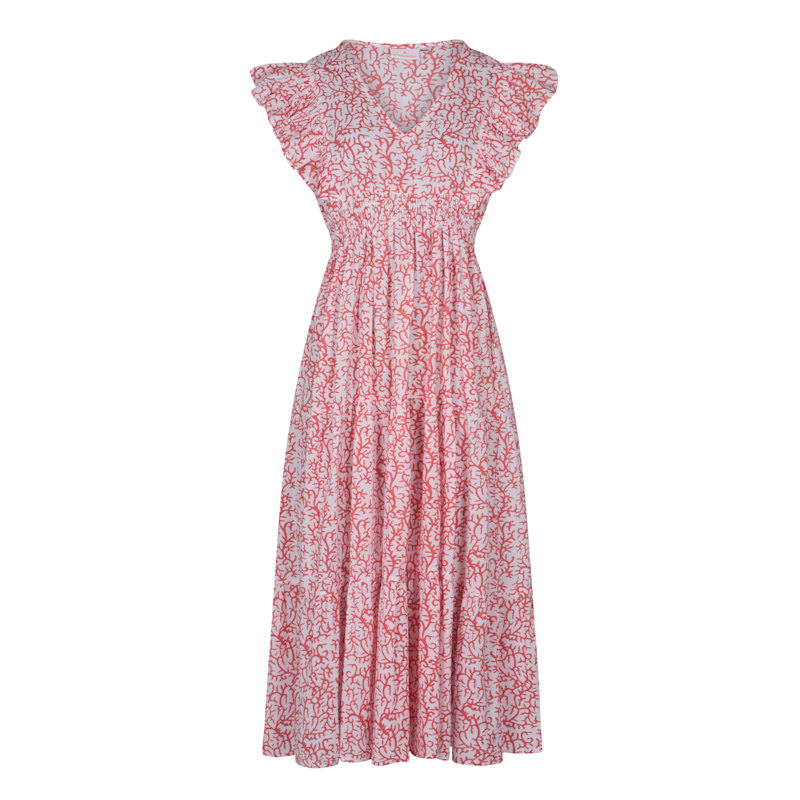 Floral Summer Maxi Dress, Frilled Sleeve Cotton Summer Dress With Pockets,  Coralie by La Mandarine