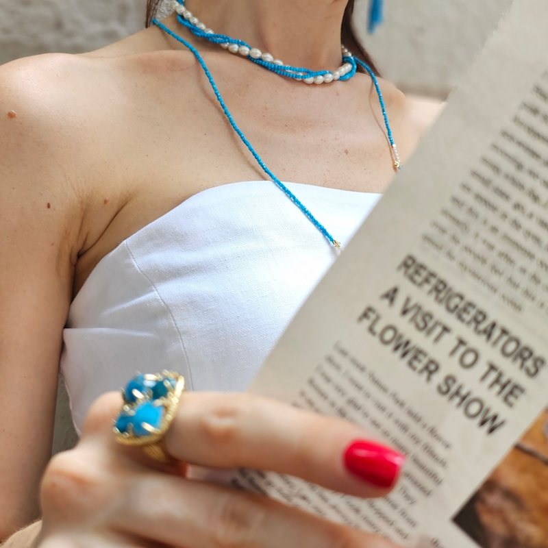 Thumbnail of Flower Apatite Stone Statement Adjustable Ring image