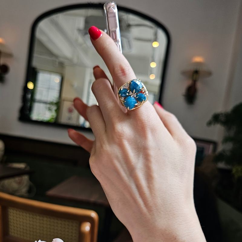 Thumbnail of Flower Apatite Stone Statement Adjustable Ring image