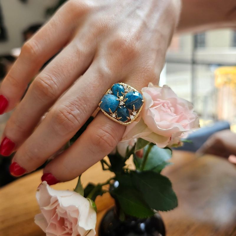 Thumbnail of Flower Apatite Stone Statement Adjustable Ring image