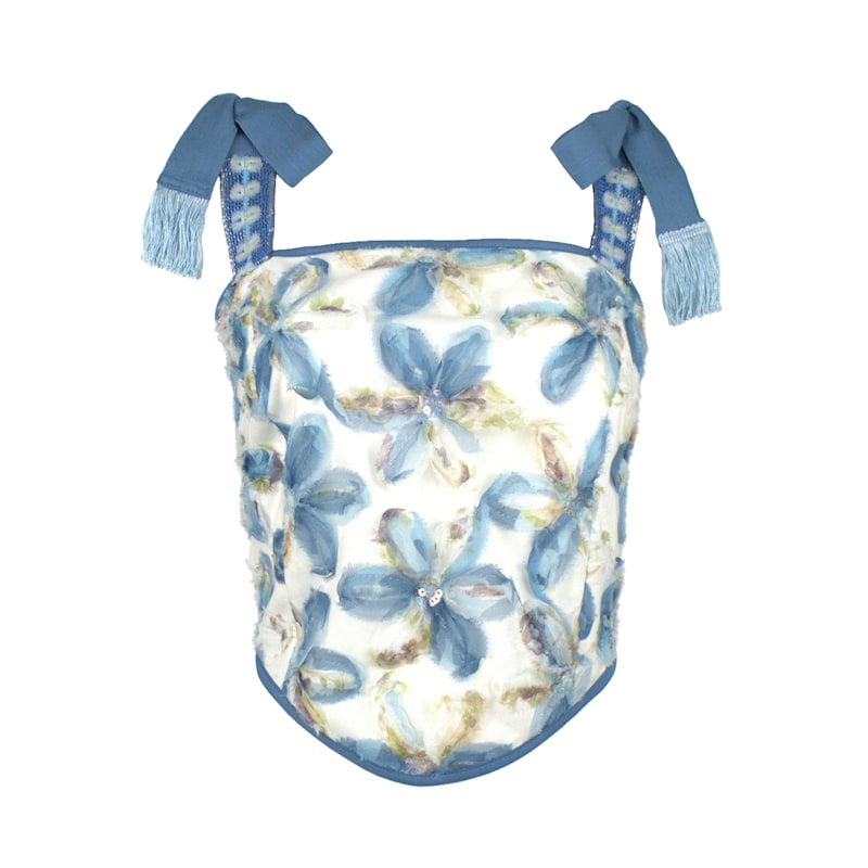 Banaras Bloom crop top applique aubergine main image 0