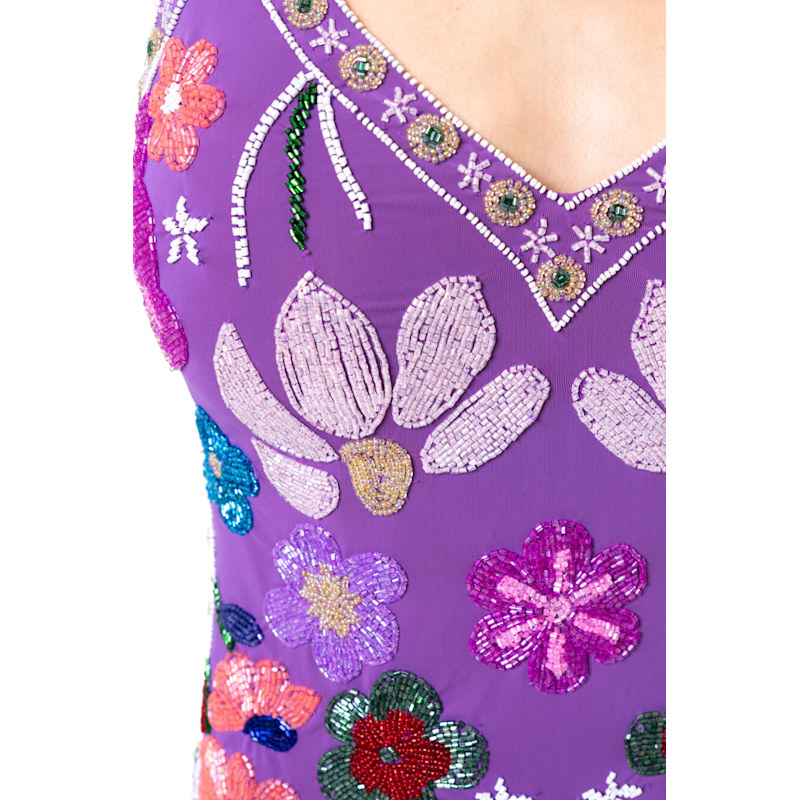 Thumbnail of Flower Hand-Beaded Embellished One-Piece Swimsuit- Purple image