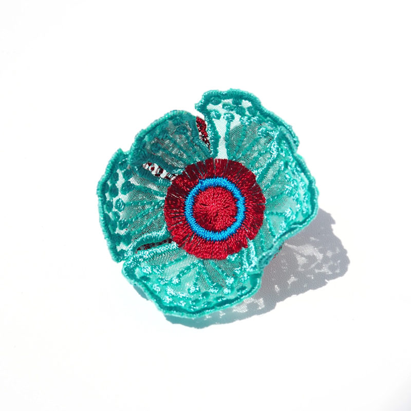 Thumbnail of Flowers At Dawn Petal Stud Embroidered Earrings - Mint Green image