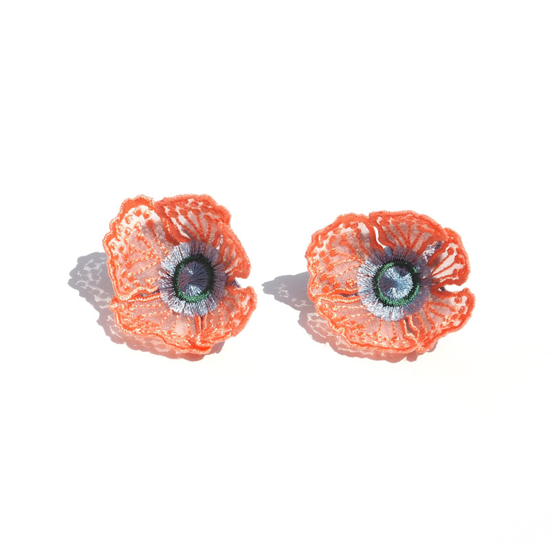 Thumbnail of Flowers At Dawn Petal Stud Embroidered Earrings - Pink image