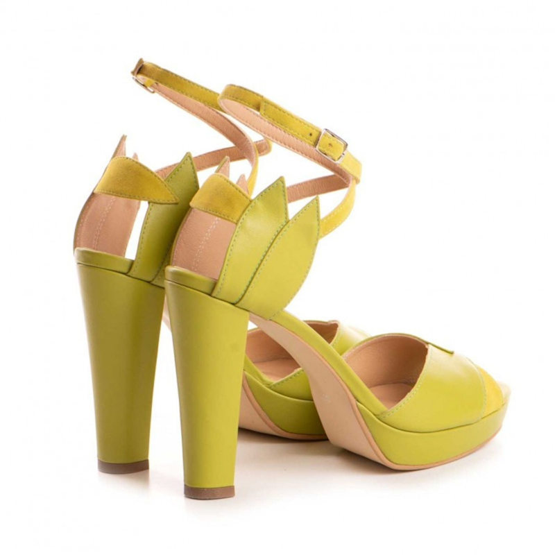 Thumbnail of Flowers Lime Green Platform Sandals image