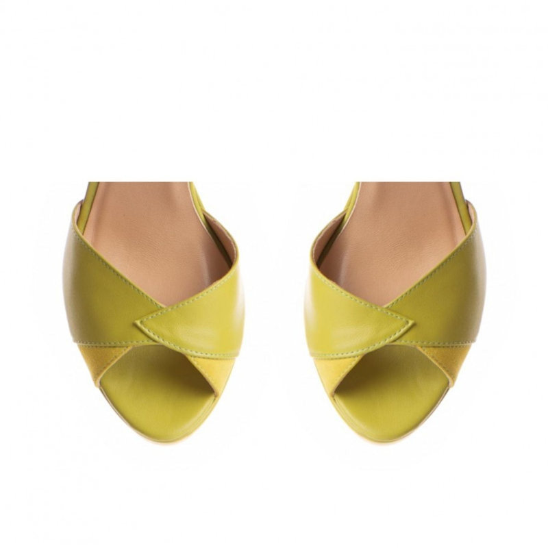 Thumbnail of Flowers Lime Green Platform Sandals image