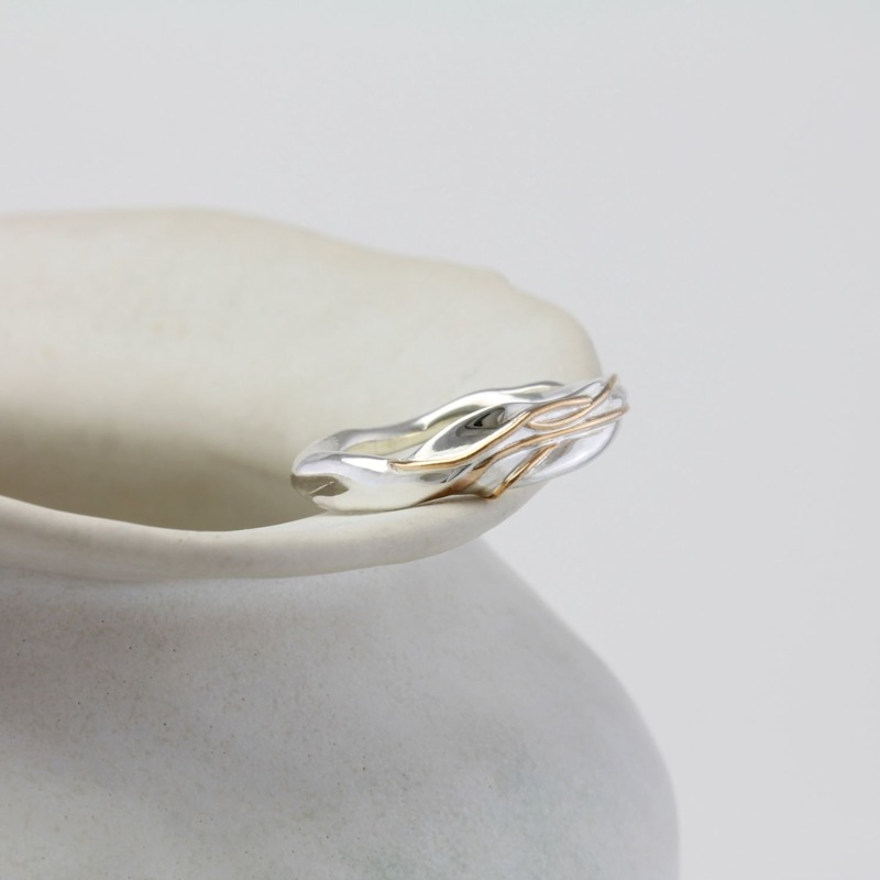 Thumbnail of Flowing Sterling Silver & Gold Ring image