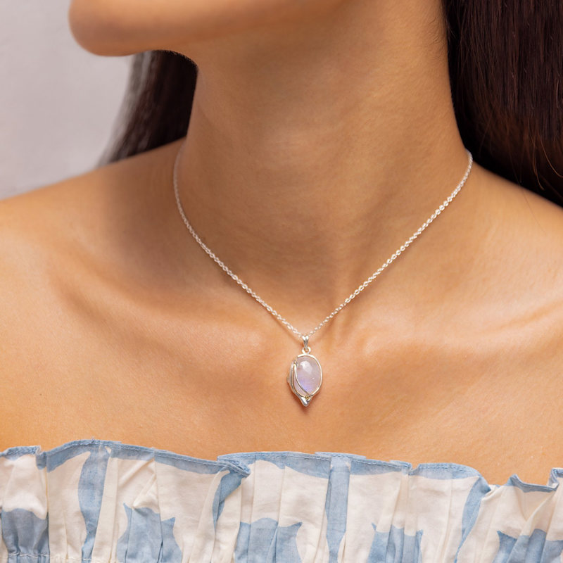 Thumbnail of Fluid Silver Moonstone Necklace image