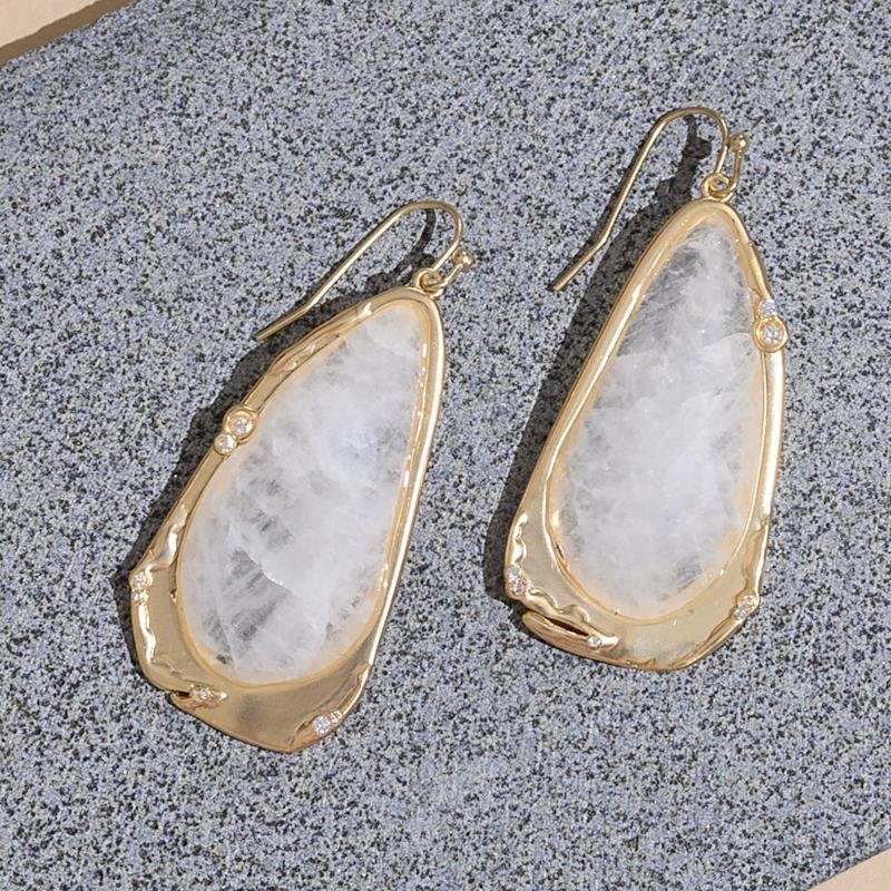 Thumbnail of Fluid Teardrop Clear Quartz Statement Earrings image