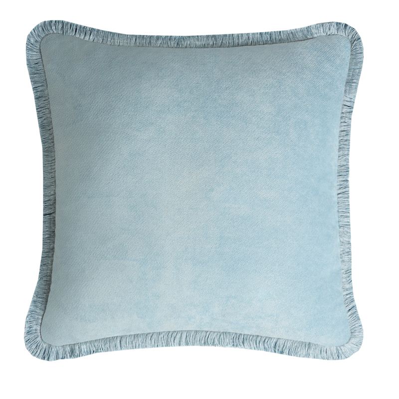 Thumbnail of Happy Pillow Velvet Light Blue With Light Blue Fringes image