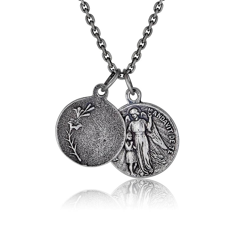 Thumbnail of For Dad - St. Joseph Patron Saint Of Fathers With St. Raphael Patron Saint Of Healing - Necklace In Sterling Silver image