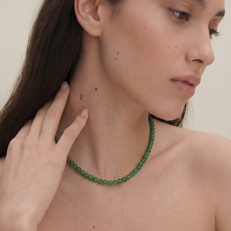 Thumbnail of Forest Green Chalcedony Beaded Necklace image