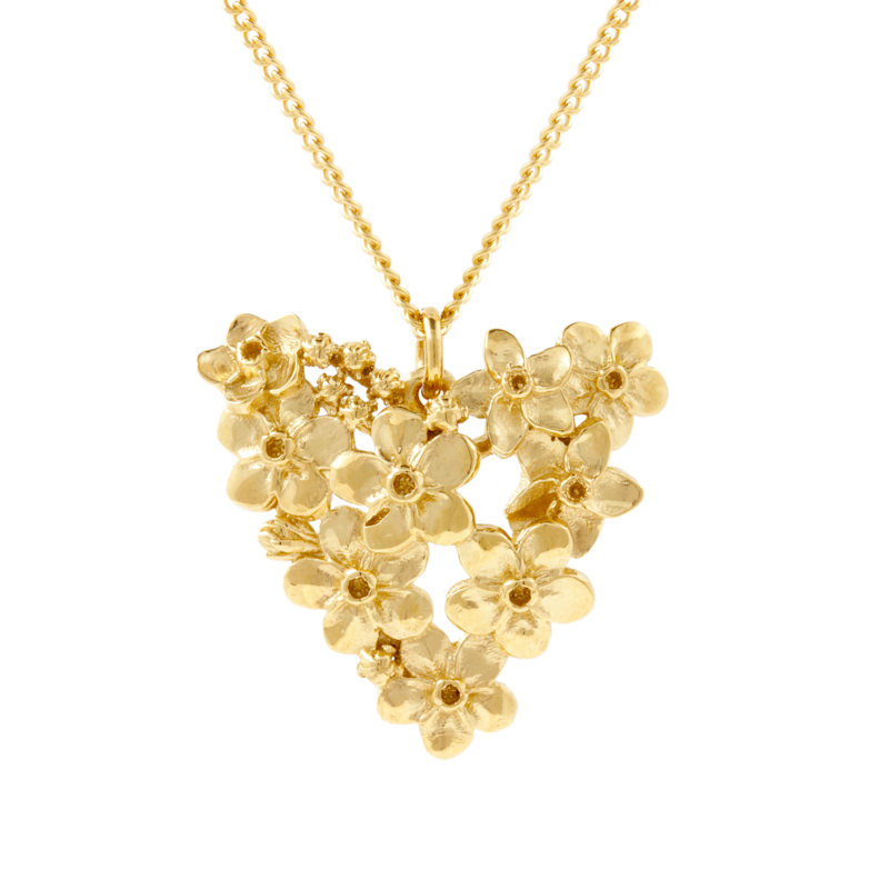 Thumbnail of Forget Me Not Heart Necklace – Gold image