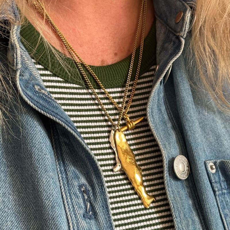 Thumbnail of Fortune Fish Large Gold Pendant Necklace image