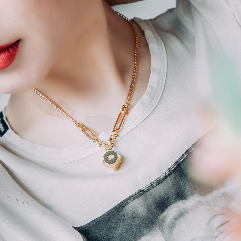 Thumbnail of Fortune Unfolds  Lucky Dice Necklace Gold image