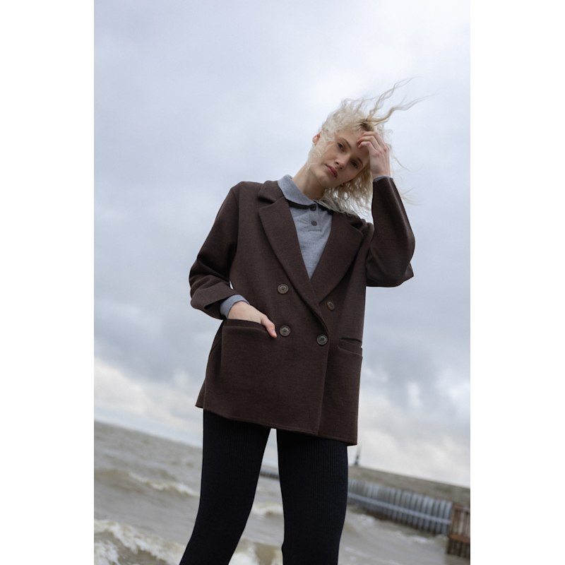 Thumbnail of Forza Knitted Merino Blazer Chocolate image