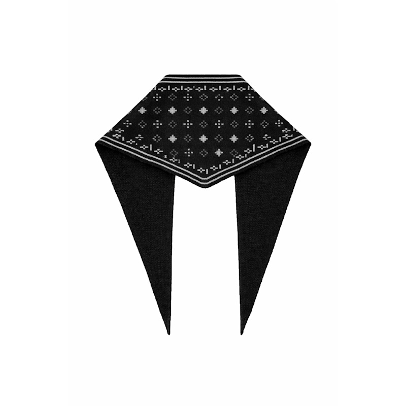 Thumbnail of Foulard Knit Triangle Black Scarf image