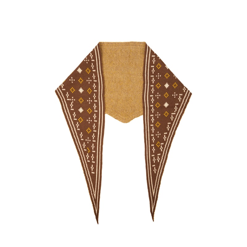 Thumbnail of Foulard Knit Triangle Brown Scarf image