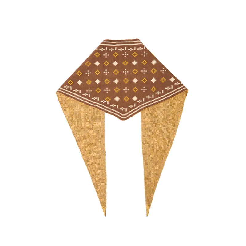 Thumbnail of Foulard Knit Triangle Brown Scarf image