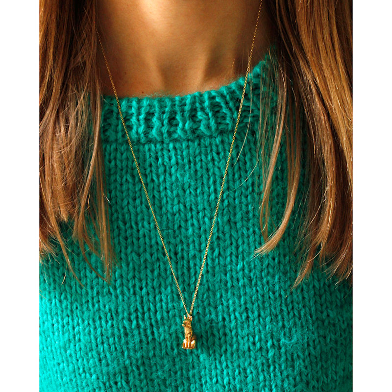 Thumbnail of Fox Necklace – Large, Sitting - Gold image