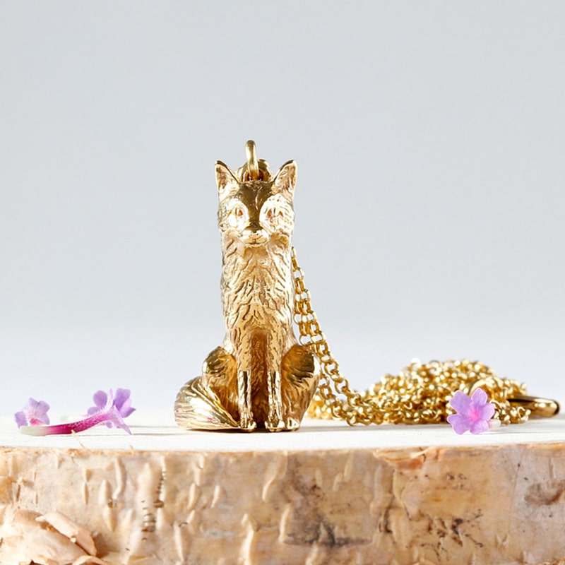 Thumbnail of Fox Necklace – Large, Sitting - Gold image