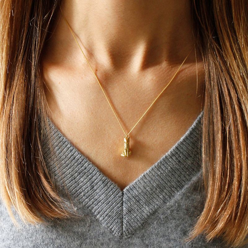 Thumbnail of Fox Necklace – Small, Sitting - Gold image
