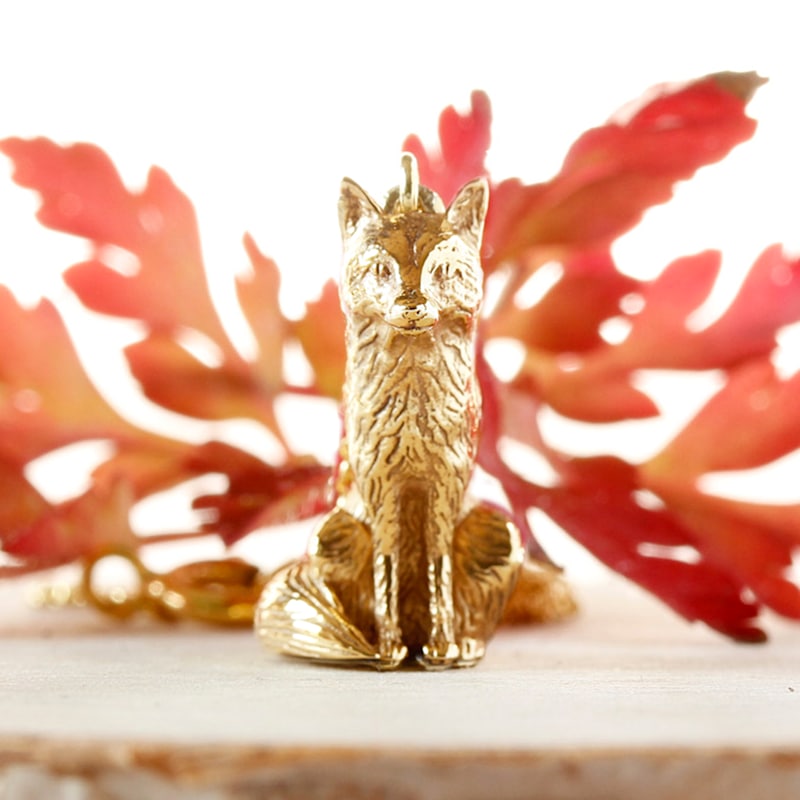 Thumbnail of Fox Necklace – Small, Sitting - Gold image