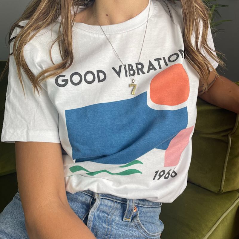 Thumbnail of Good Vibrations Oversized Retro Slogan T-Shirt image
