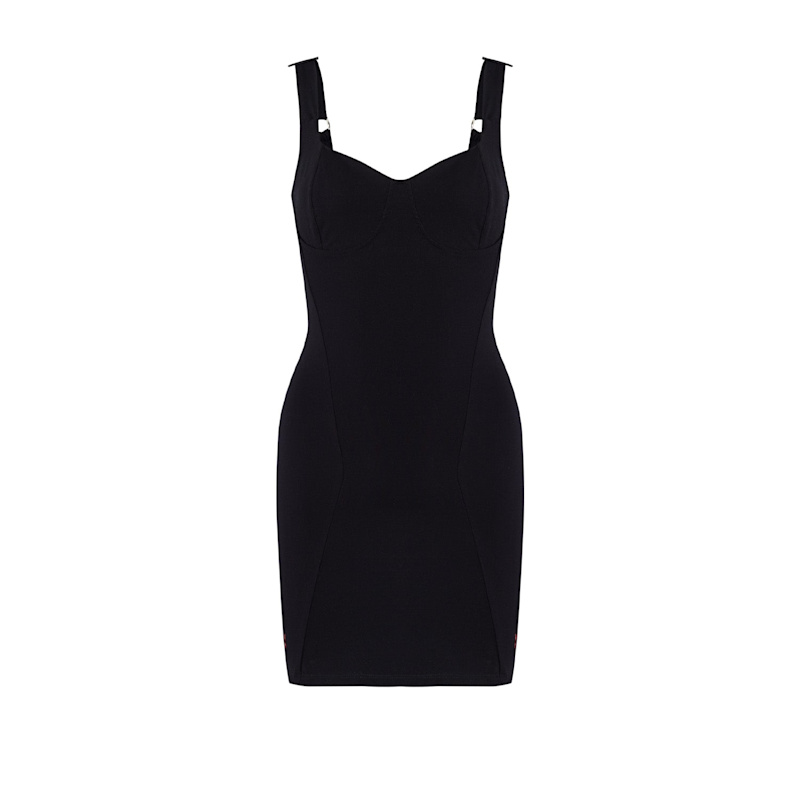 slim fit dress slacks Black Crochet Petal Long Slip Dress