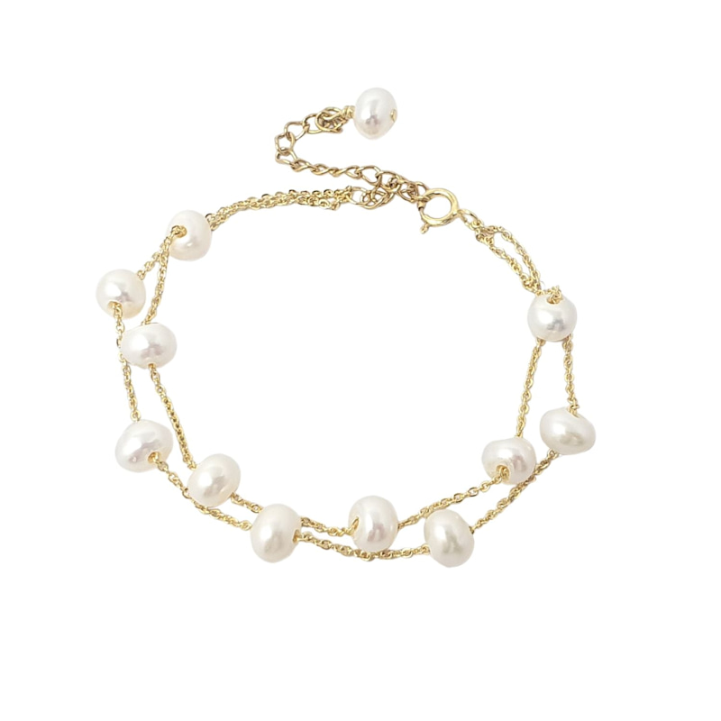 Thumbnail of Freshwater Pearl Double Chain Wedding Bracelet Gift image