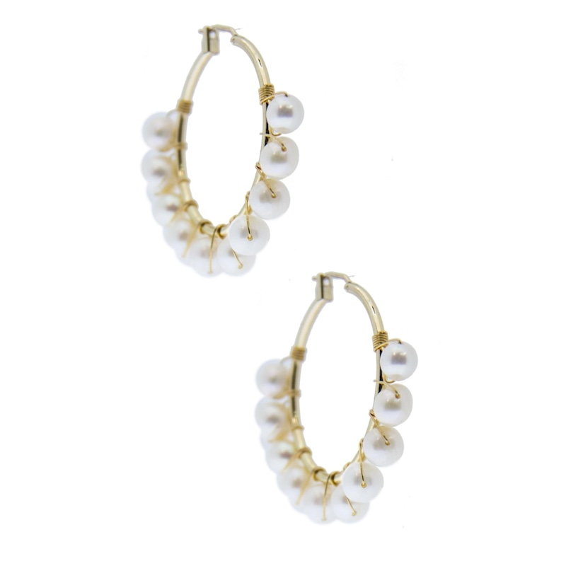 Thumbnail of Freshwater Pearl Hoop Earrings image