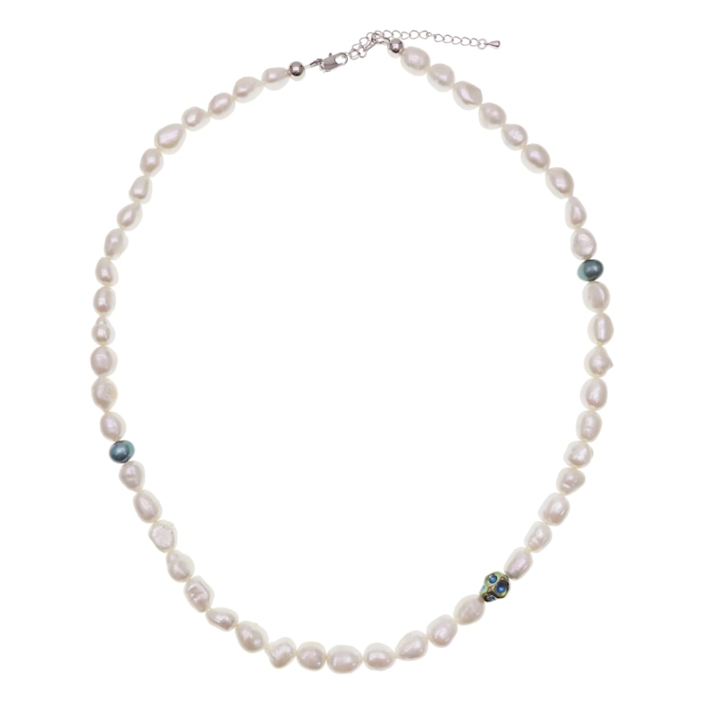 Thumbnail of Freshwater Pearls With Skull Men's Necklace image