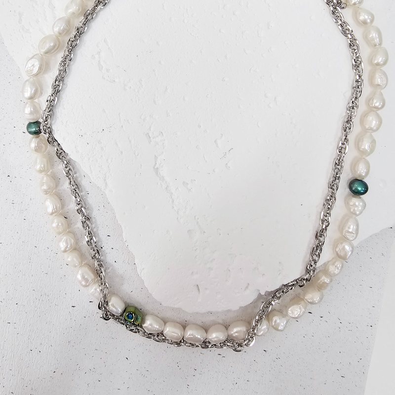 Thumbnail of Freshwater Pearls With Skull Men's Necklace image