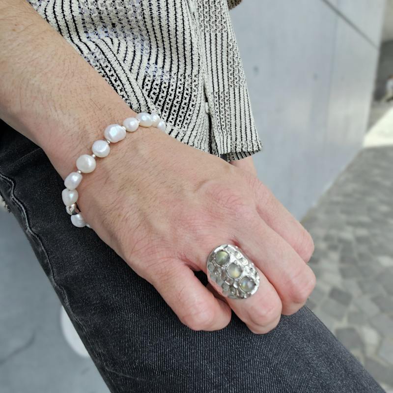 Thumbnail of Freshwater Pearls With Sterling Silver Men's Bracelet image