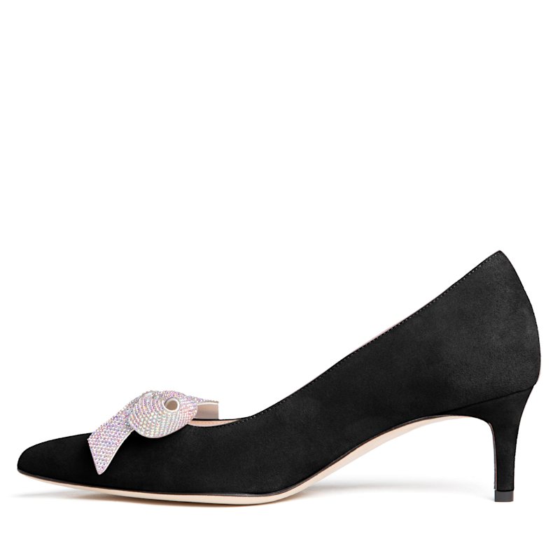 Thumbnail of Frida Comfortable Black Valentine Evening Pump With Kitten Heel image