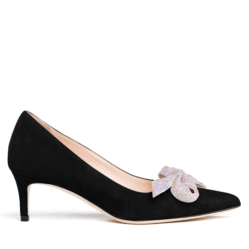Thumbnail of Frida Comfortable Black Valentine Evening Pump With Kitten Heel image