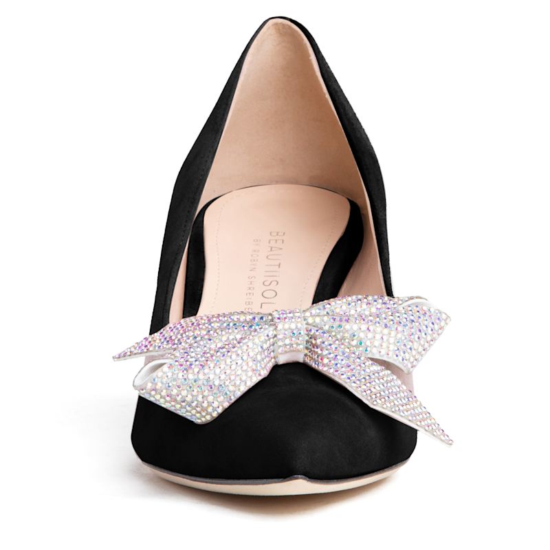 Thumbnail of Frida Comfortable Black Valentine Evening Pump With Kitten Heel image