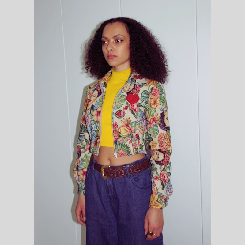 Thumbnail of Frida Tapestry Cropped Upcycled Jacket image