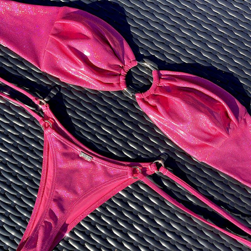 Thumbnail of Frida Bandeau Bikini Top - Glitter Candy Pink image