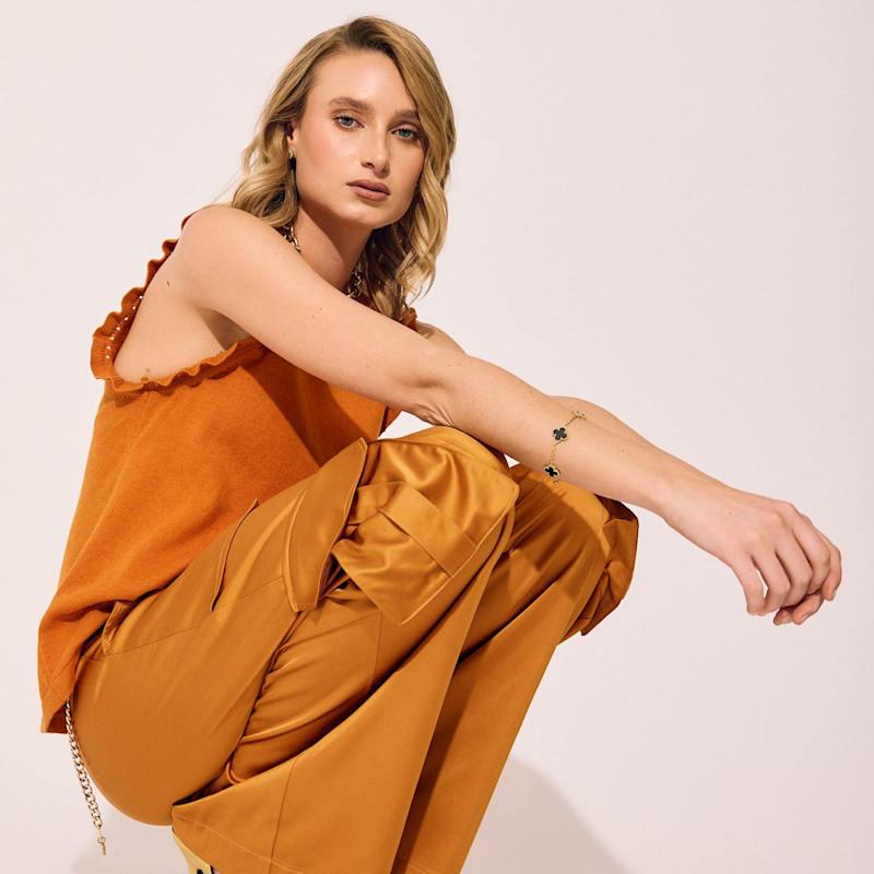 Thumbnail of Frill Crewneck Shell In Orange image