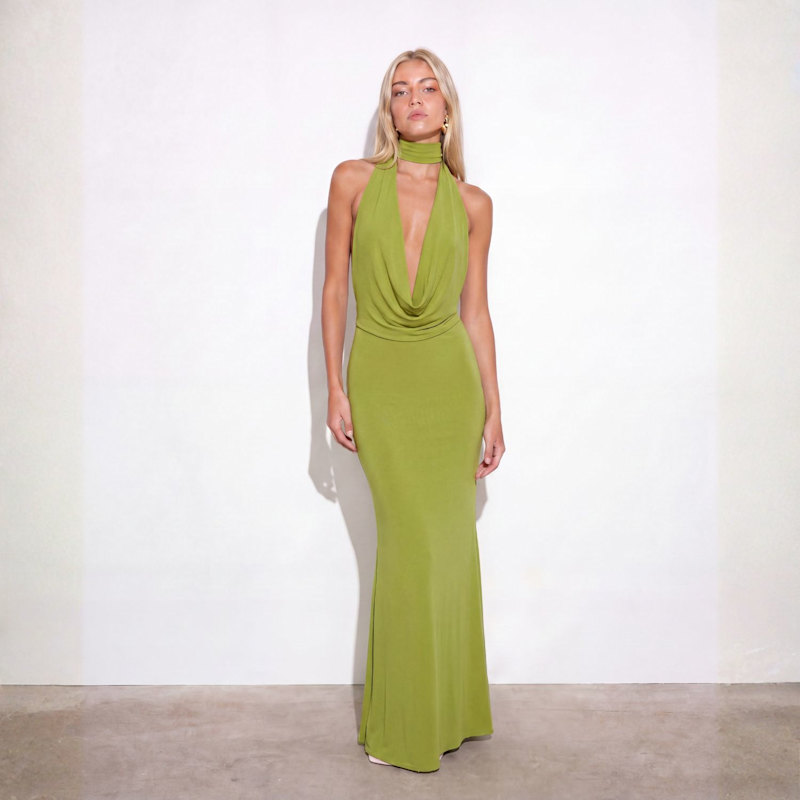 green mesh dress Frisson Maxi - One Size - Olive | ALOMA STUDIO Belle gown
