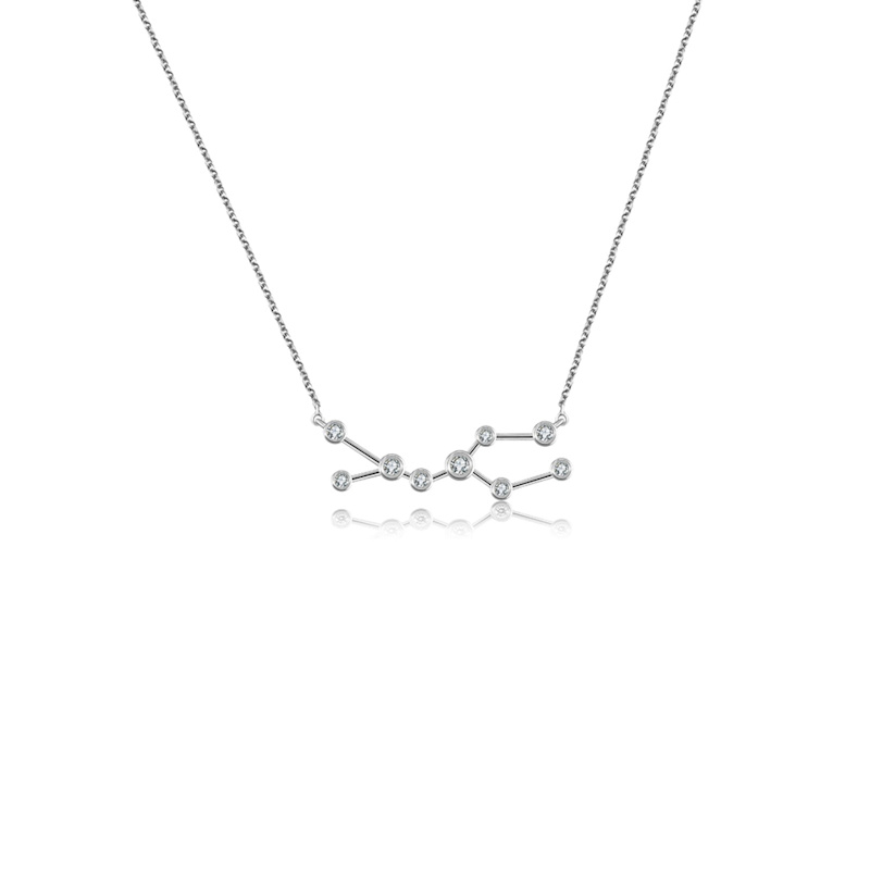Thumbnail of Gemini Zodiac Constellation Necklace 18K White Gold & Diamond image