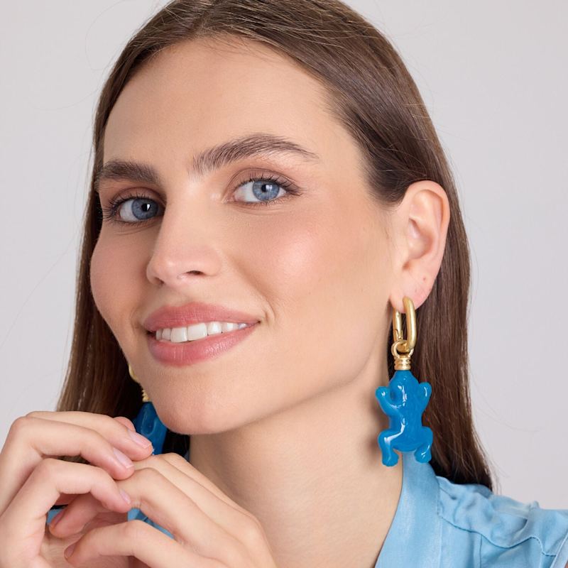 Thumbnail of Frog Blue Resin Drop Earrings image